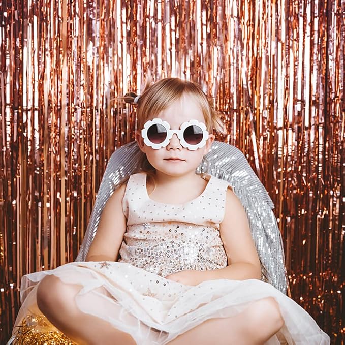 20 Pack Foil Curtain Backdrop Rose Gold Metallic Tinsel Foil Fringe Curtains - Image 2