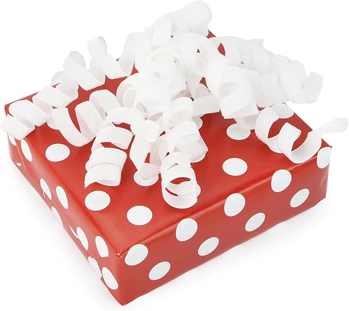 6" Metallic Glitter White Self Adhesive Curly Ribbon Gift Wrap Bows - Image 4