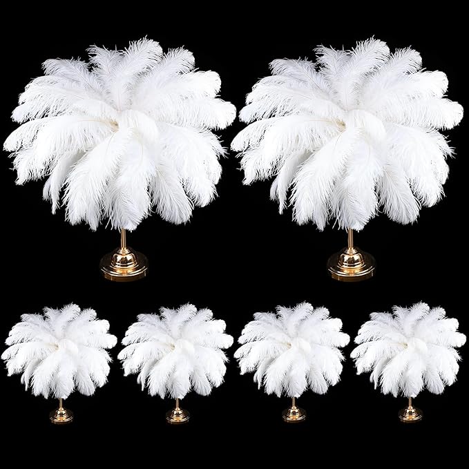 80 Pcs Large Natural Ostrich Feathers Plumes 14-16 Inch Bulk by Yuxung