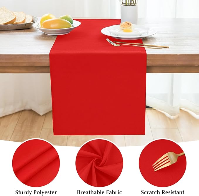 2 Pack Red Table Runner 12 x 72 Inch Solid Color Farmhouse Runners Coffee Table - Image 4