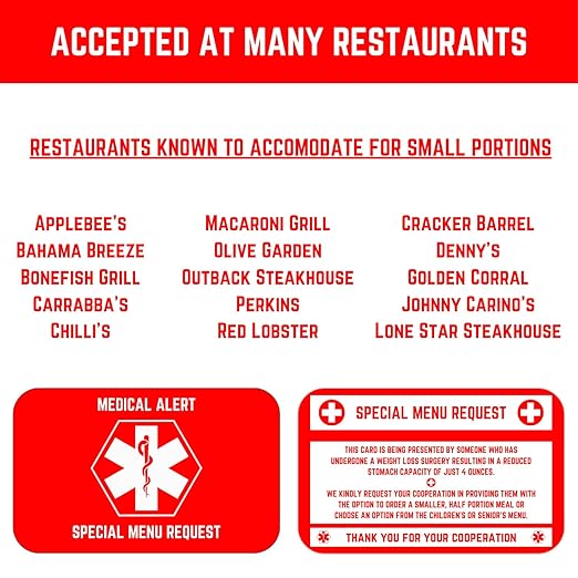 Bariatric Card for Restaurants, Special Menu Request Card, Portion Control - Image 8