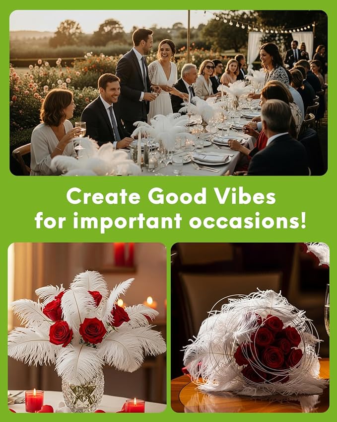 NEWONG 30pcs White Ostrich Feathers Natural Bulk 11-14inch Vase Craft Wedding - Image 3