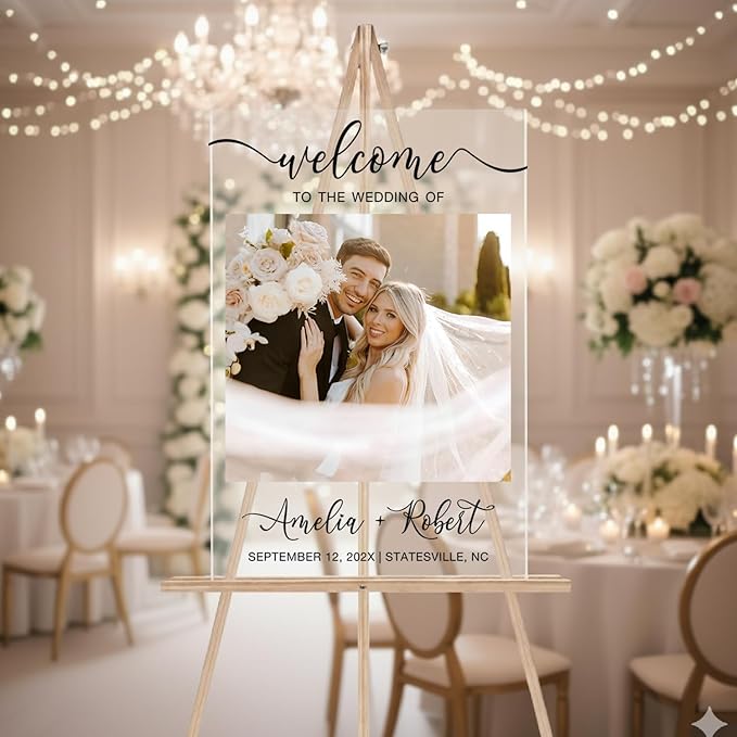 Personalized Wedding Photo Acrylic Welcome Sign – Custom Picture Board - Image 3