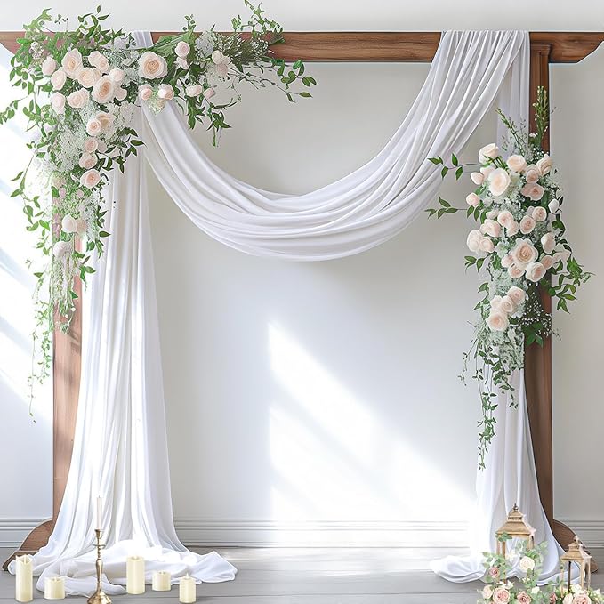 Socomi White Sheer Wedding Arch Draping Fabric 29" x 20Ft 1 Panel Outdoor by Socomi