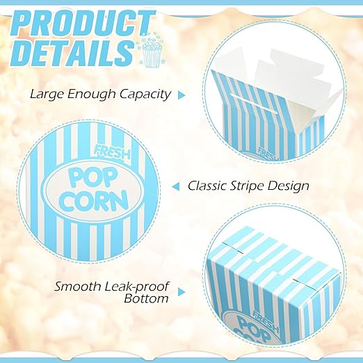 Xinnun 200 Pcs Paper Popcorn Boxes 1 oz Close Top Oil Proof Disposable Popcorn - Image 6