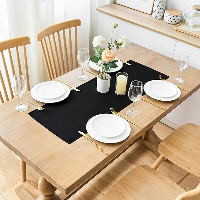 2 Pack Black Small Short Table Runner 12 x 36 Inch Solid Color Runners Coffee - Image 2