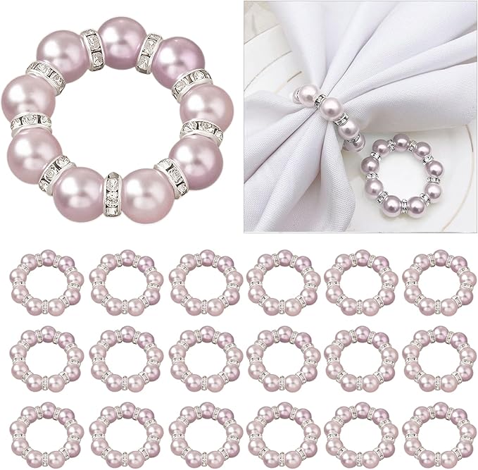 20Pcs Pearl Napkin Rings, Wedding and Formal Dinner Table Decor by Unknown