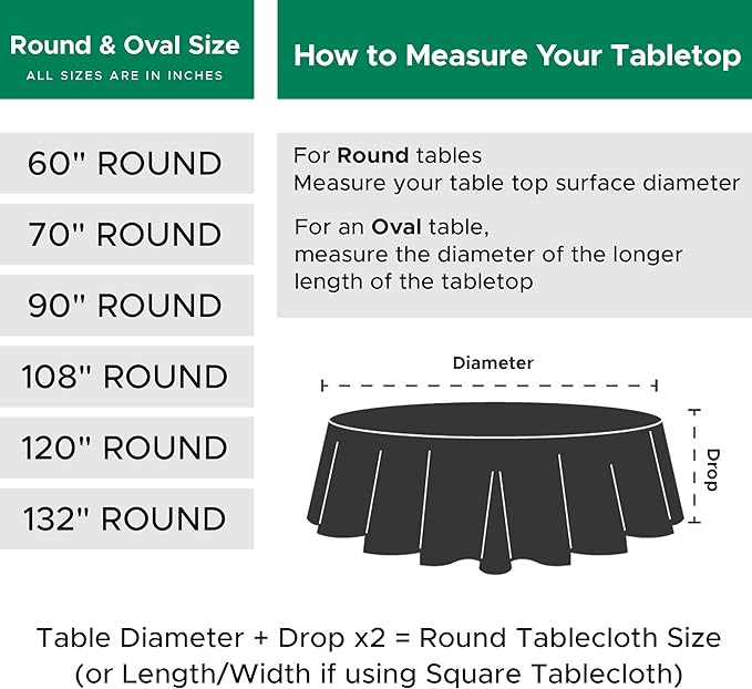 Biscaynebay Textured Fabric Round Christmas Table Cloths 108", Hunter Green - Image 3