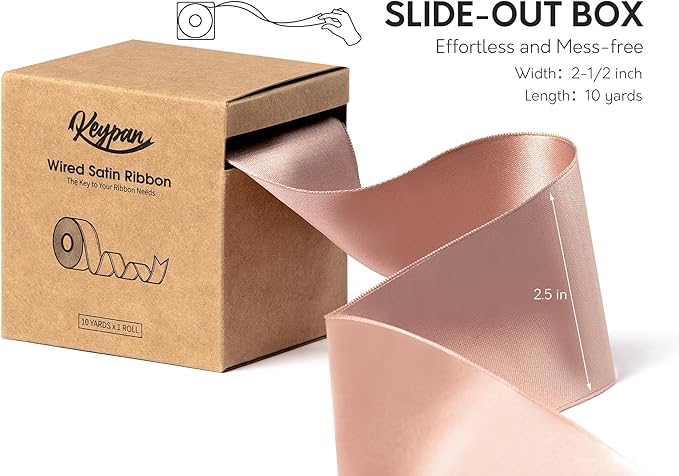 Rose Gold Satin Ribbon Double-Faced Wired Ribbons - Image 2