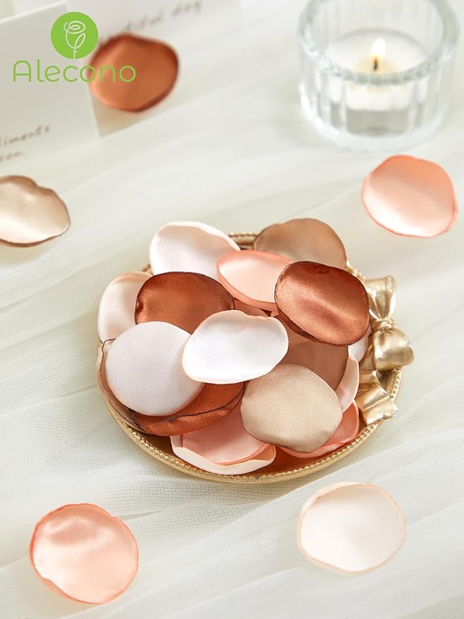 Alecono  Silk Rose Petals, Faux Rose Petals Orange Rose Petals - Image 5