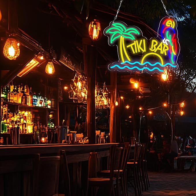 LED Neon Tiki Bar Signs Dimmable Beach Theme Wall Decor Hawaii Pool Bar Party - Image 4
