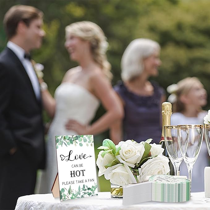 60Pcs Wedding Fan Gifts for Guests Greenery Handheld Fan - Image 6