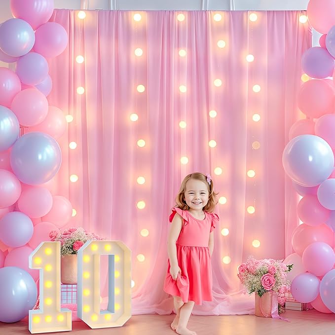 Pink Backdrop Curtains with Lights - Image 6