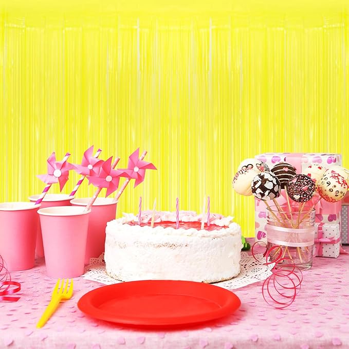 10 Pack Yellow Foil Curtain Backdrop 3.2ft x 8.2ft Macaron Tinsel Foil Fringe - Image 6