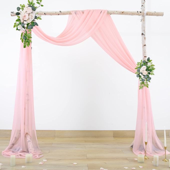 Blush Wedding Arch Draping Fabric Sheer Arch Drapes Backdrop Curtain - Image 4