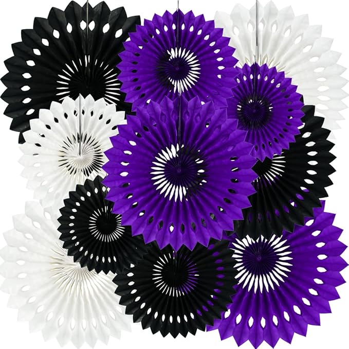 BEISHIDA Black Purple White Hanging Honeycomb Round Paper Fans Decoration Set by Beishida