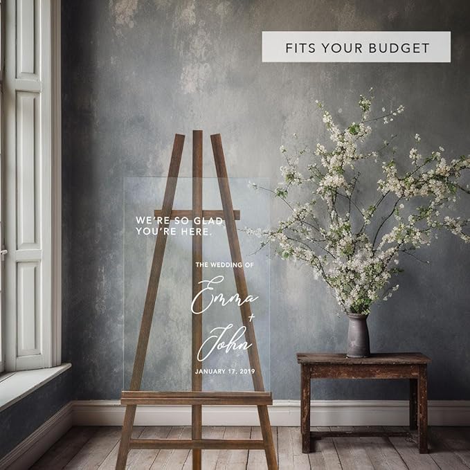 Andaz Press Custom Large Wedding Acrylic Sign, 16 X 24 Inches, So Glad You'Re - Image 3