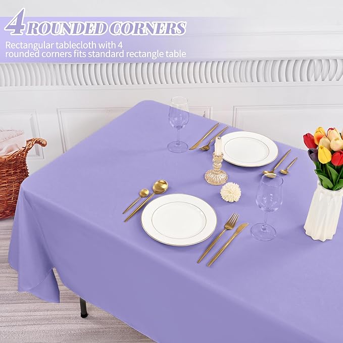 12 Pack 60 x 102 Inch Rectangle Tablecloth Lavender Polyester Tablecloth - Image 4