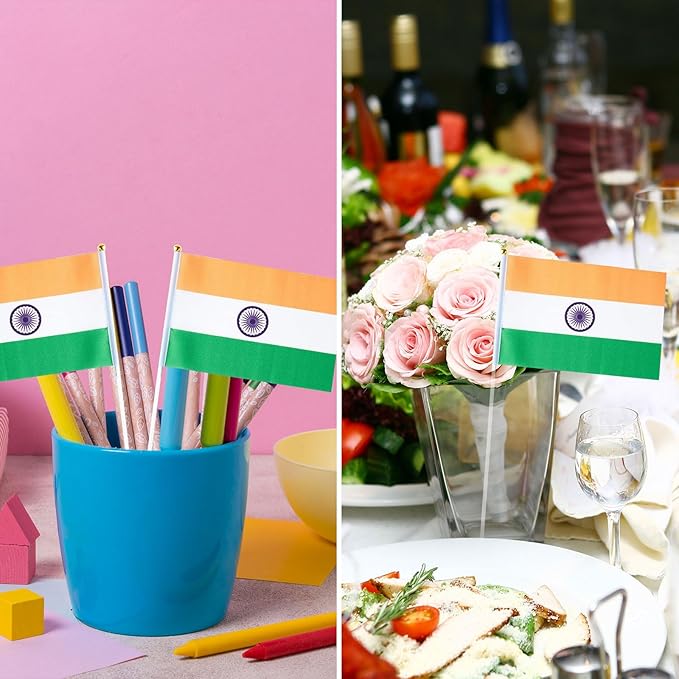 India Flag Indian Flag, Small Mini Handheld India Flags on Stick - Image 5