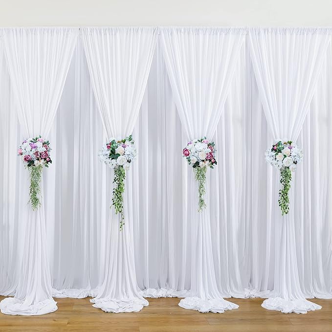 40 ft x 8 ft White Backdrop Curtain Drapes - Image 8