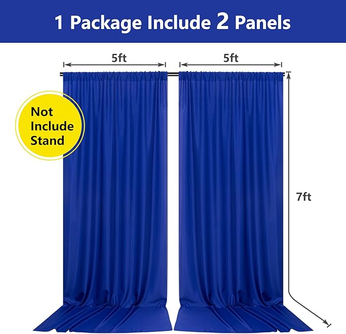 Royal Blue Backdrop Curtains for Party Stage Wedding Ceremony Light Filtering - Image 2