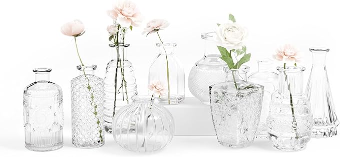Gather & Bloom Creations Glass Bud Vases in Bulk – Set of 10 Mini Wedding by GatherBloomCreations