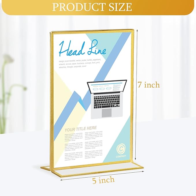 Hoteam 18 Pack Acrylic Sign Holder 5 x 7 Inch Gold Frames Wedding Table Number - Image 2