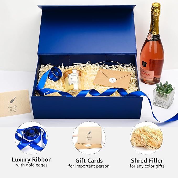LIFELUM Navy Blue Gift Boxes 2 Pack 13.85 x 8.35 x 4.45 inch, Gift Box - Image 6
