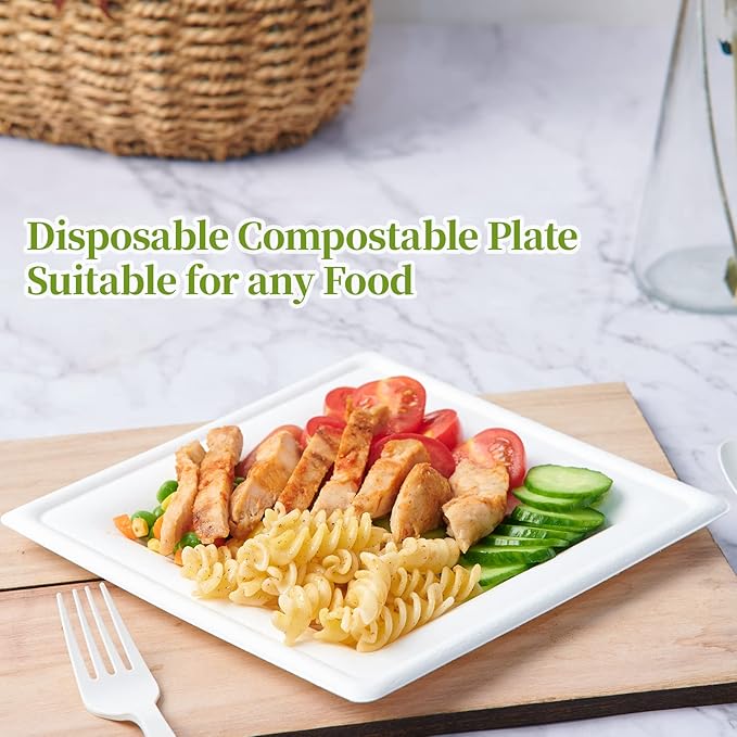 ECOLipak 120 Pack Compostable Paper Plates, 10 inch and 8 inch Heavy Duty Eco - Image 3