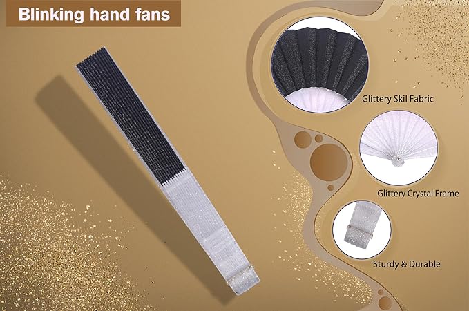 HUNANBANG Glitter Folding Hand Fan - Image 3