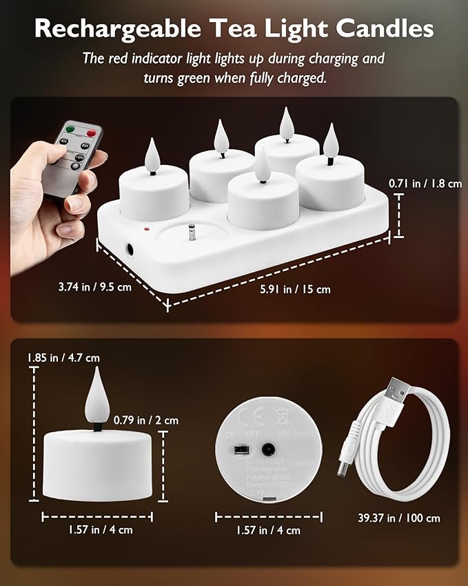 Homemory Rechargeable Tea Lights Flameless Candles - Image 7