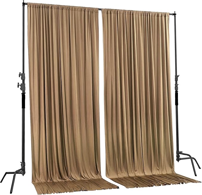 AK TRADING CO. 10 feet x 10 feet Beige Polyester Backdrop Drapes Curtains Panels - Image 2