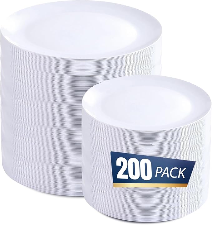bUCLA 200PCS White Plastic Plates by BUCLA