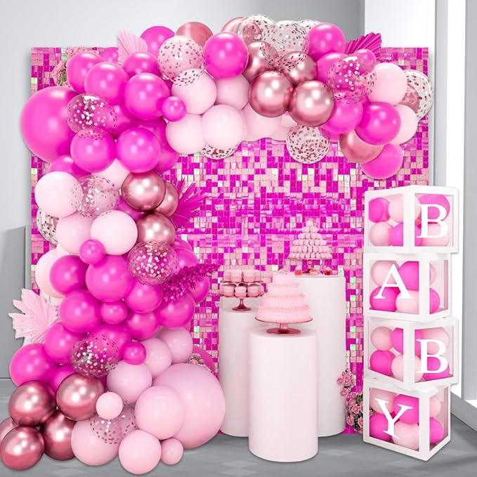 24PCS Colorful Pink Shimmer Wall Backdrop, Square Sequin Photo Backdrops Panel - Image 5