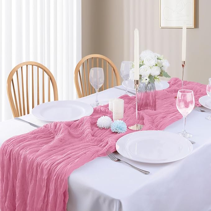 16PCS Dusty Rose Cheesecloth Table Runner 10FT Table Runner Cheesecloth - Image 5