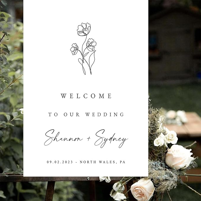 Botanical Minimalist Wedding Fine Art Wedding Welcome Signs, Welcome Sign - Image 2