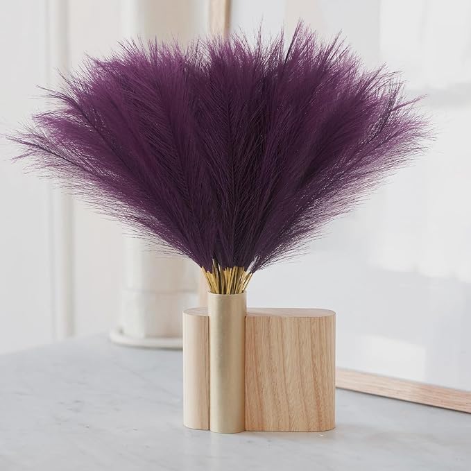 50pcs Pink Faux Pampas Grass Decor, 21.6" Short Artificial Pompous Grass Floral - Image 7