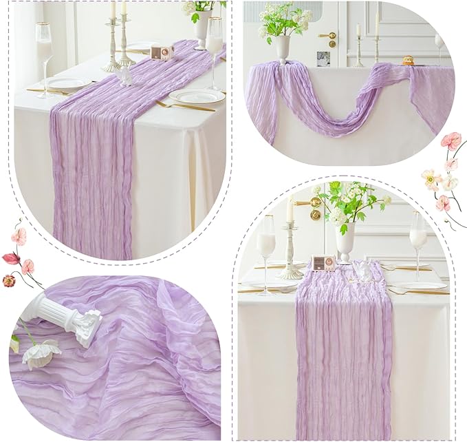 Sioloc 1 Pack Lilac Purple Lavender Cheesecloth Table Runner Fall Autumn Decor - Image 6