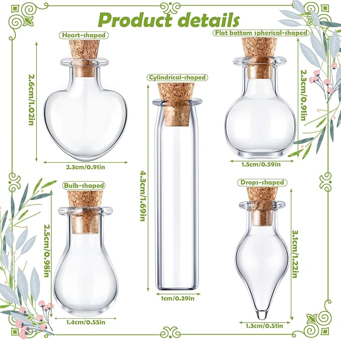 Patelai 50 Pcs Mini Glass Bottles Jars - Image 4