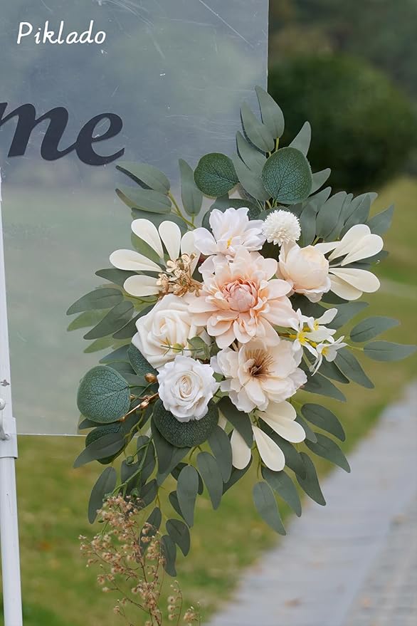 Faux Flower Swag Set of 2 for Wedding Welcome Signs Floral Swag Wedding - Image 4