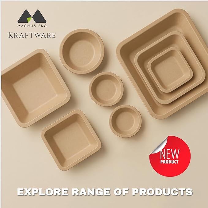magnus EKO Kraftware | 6 Inch Square Plates 50 Pcs | Disposable Plates | Like - Image 7