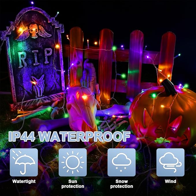 LAMPHOME 66ft Halloween Decorative Mini Lights, 200 LED Transparent Wire Fairy - Image 2