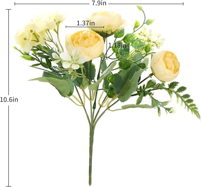 Artificial Flowers Fake Peony Silk Mini Plastic Bridal Flowers - Image 3