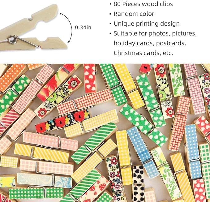 80 Pieces Colorful Painted Wood Clothespins - Image 3