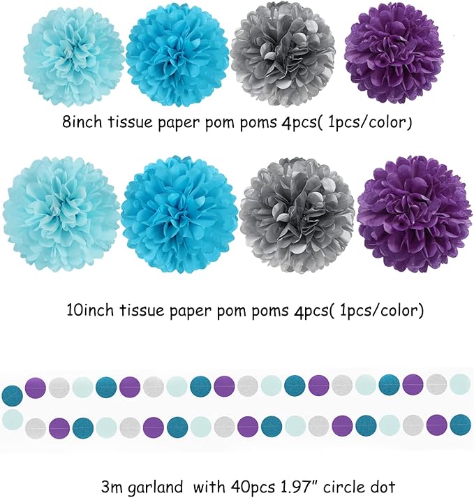 Purple-Blue Silver Frozen Christmas Party-Decorations - Image 3