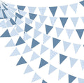 32Ft Dusty Blue Party Decorations Retro Blue Gingham Triangle Banner Flag by pinkblume