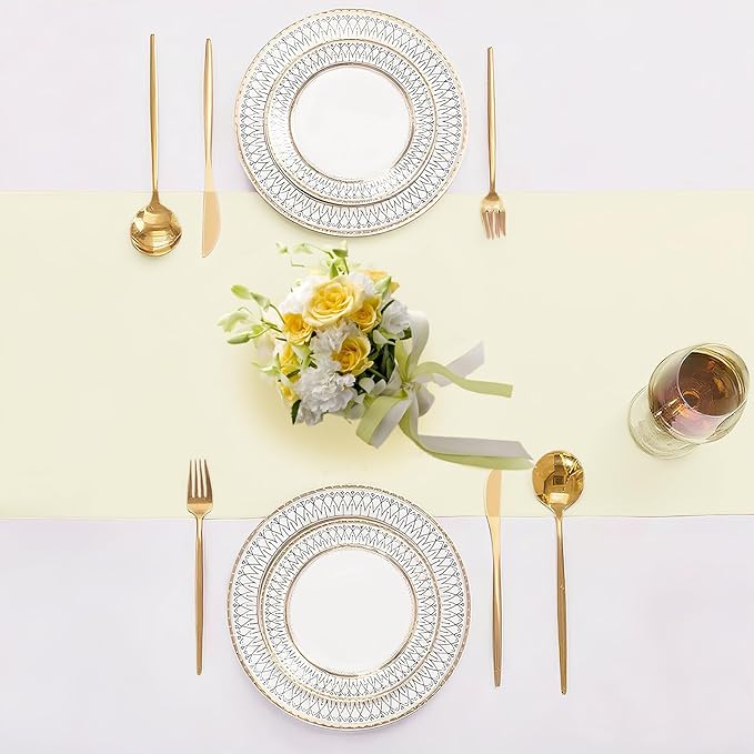 SHEJIZE 10 Pack White Satin Table Runner 12x108 Inches Long, Bright Silky - Image 2