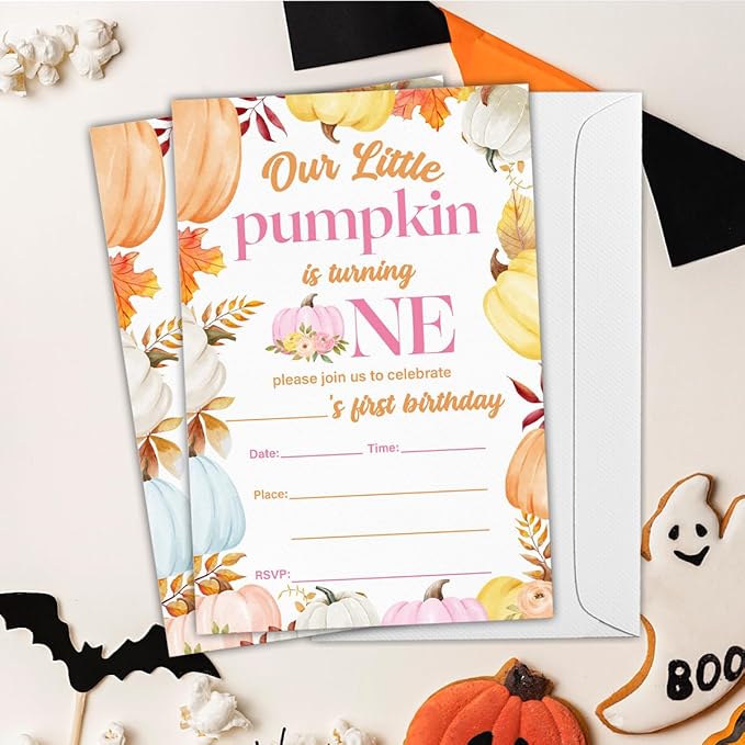 Pumpkins First Birthday Party Invitations - Image 5