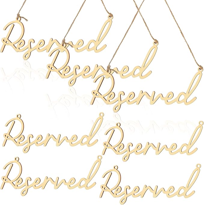 12 Pcs Reserved Seating Signs for Wedding Chairs Hanging Wooden Rustic Reserved by Yalikop