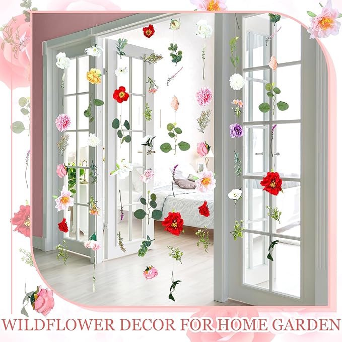 XunYee 6 Pcs 35.4 ft Flower Garlands Hanging Wildflower Backdrop Decoration - Image 5